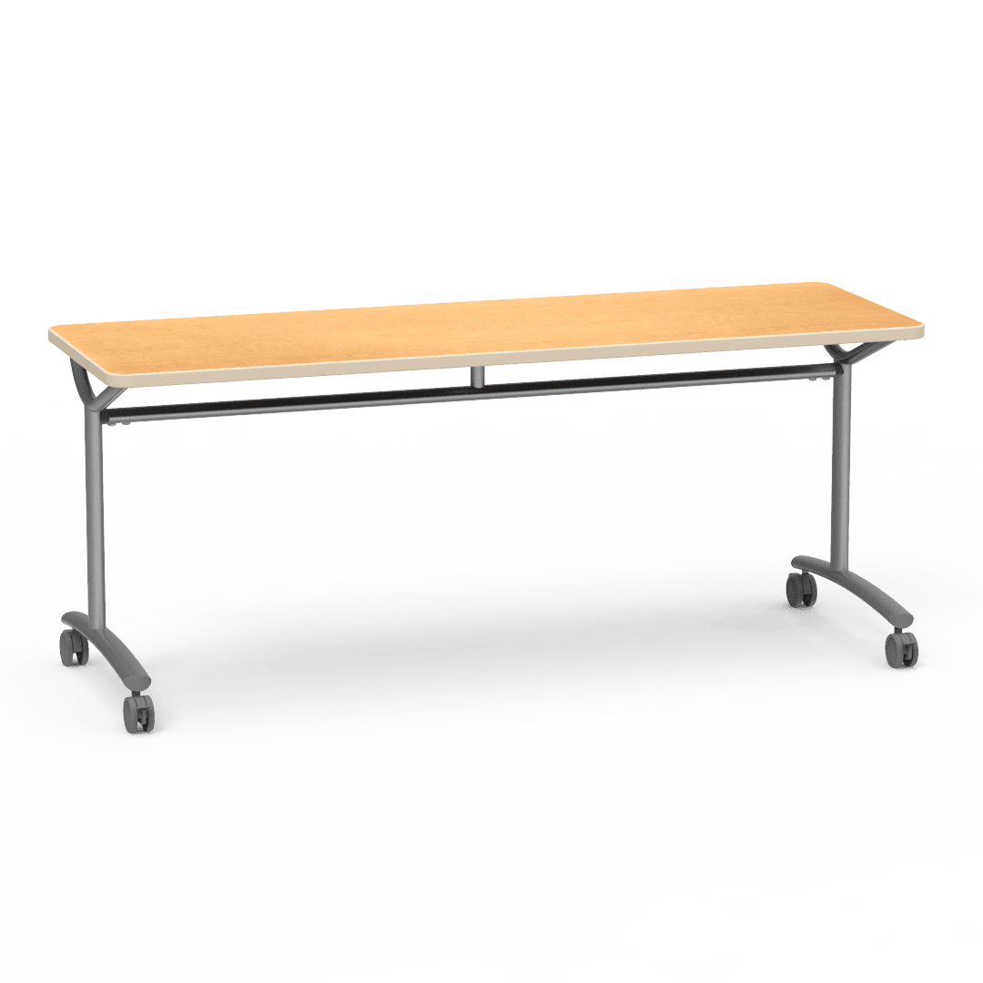 Virco TEXT Series Multi - Purpose Training Table featuring a High - Performance Laminate Top and Industrial T - Leg Base with Casters 72"W x 24"D x 30"H (TABLE - TE24728Y30C) - SchoolOutlet