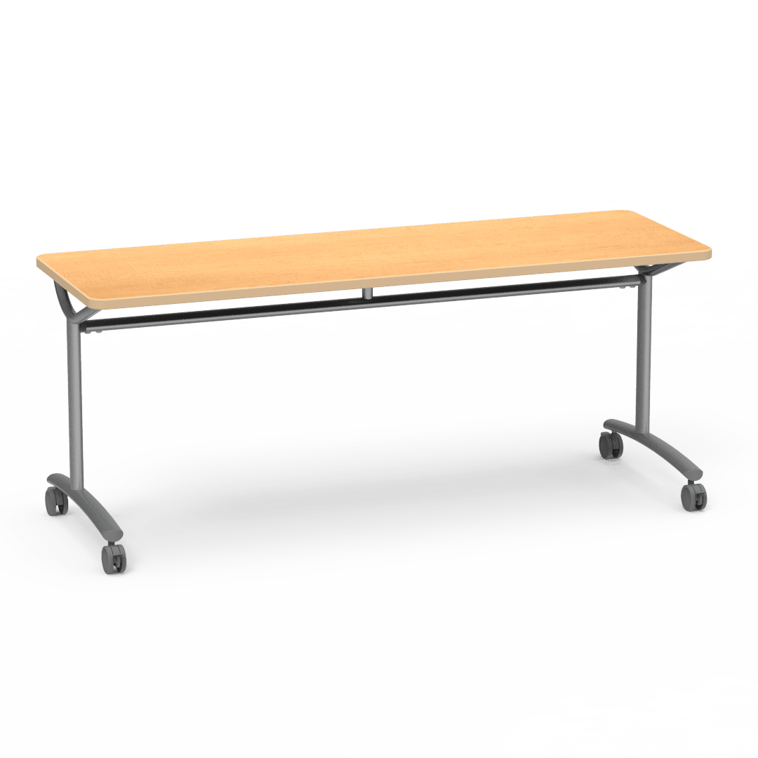 Virco TEXT Series Multi - Purpose Training Table featuring a High - Performance Laminate Top and Industrial T - Leg Base with Casters 72"W x 24"D x 30"H (TABLE - TE24728Y30C) - SchoolOutlet