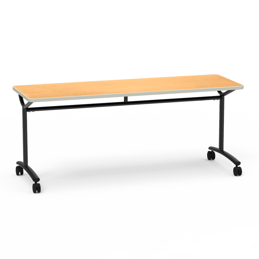 Virco TEXT Series Multi - Purpose Training Table featuring a High - Performance Laminate Top and Industrial T - Leg Base with Casters 72"W x 24"D x 30"H (TABLE - TE24728Y30C) - SchoolOutlet