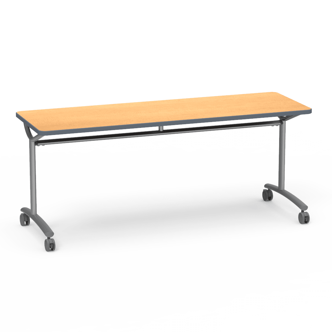 Virco TEXT Series Multi - Purpose Training Table featuring a High - Performance Laminate Top and Industrial T - Leg Base with Casters 72"W x 24"D x 30"H (TABLE - TE24728Y30C) - SchoolOutlet