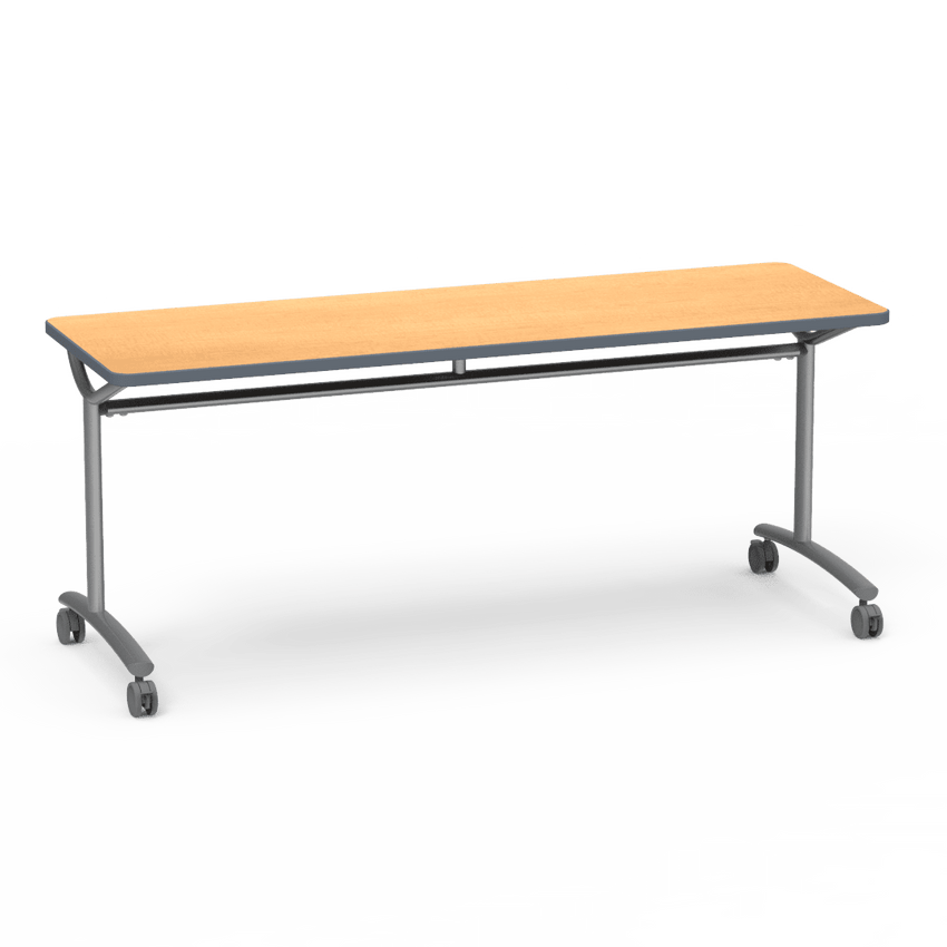 Virco TEXT Series Multi - Purpose Training Table featuring a High - Performance Laminate Top and Industrial T - Leg Base with Casters 72"W x 24"D x 30"H (TABLE - TE24728Y30C) - SchoolOutlet
