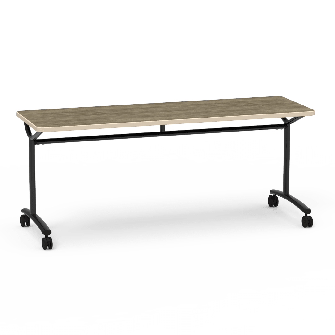 Virco TEXT Series Multi - Purpose Training Table featuring a High - Performance Laminate Top and Industrial T - Leg Base with Casters 72"W x 24"D x 30"H (TABLE - TE24728Y30C) - SchoolOutlet