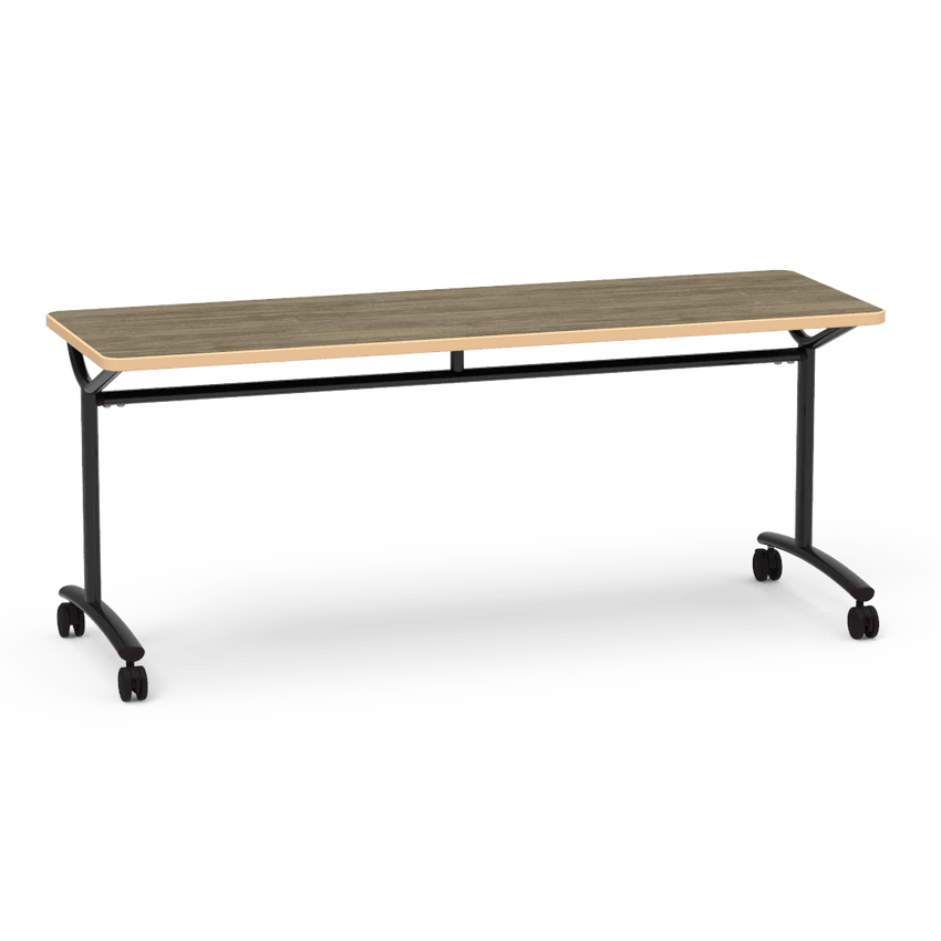 Virco TEXT Series Multi - Purpose Training Table featuring a High - Performance Laminate Top and Industrial T - Leg Base with Casters 72"W x 24"D x 30"H (TABLE - TE24728Y30C) - SchoolOutlet