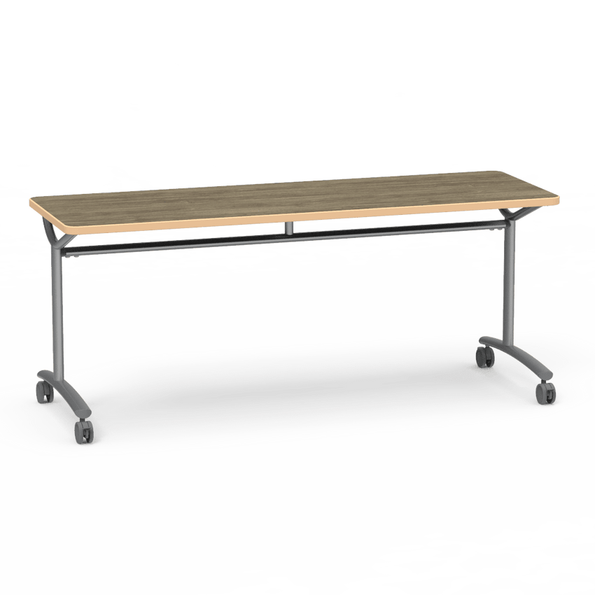 Virco TEXT Series Multi - Purpose Training Table featuring a High - Performance Laminate Top and Industrial T - Leg Base with Casters 72"W x 24"D x 30"H (TABLE - TE24728Y30C) - SchoolOutlet