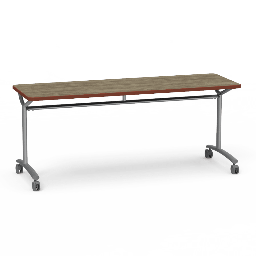 Virco TEXT Series Multi - Purpose Training Table featuring a High - Performance Laminate Top and Industrial T - Leg Base with Casters 72"W x 24"D x 30"H (TABLE - TE24728Y30C) - SchoolOutlet