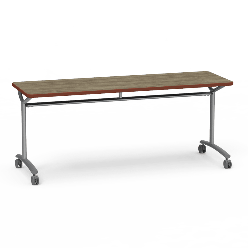 Virco TEXT Series Multi - Purpose Training Table featuring a High - Performance Laminate Top and Industrial T - Leg Base with Casters 72"W x 24"D x 30"H (TABLE - TE24728Y30C) - SchoolOutlet