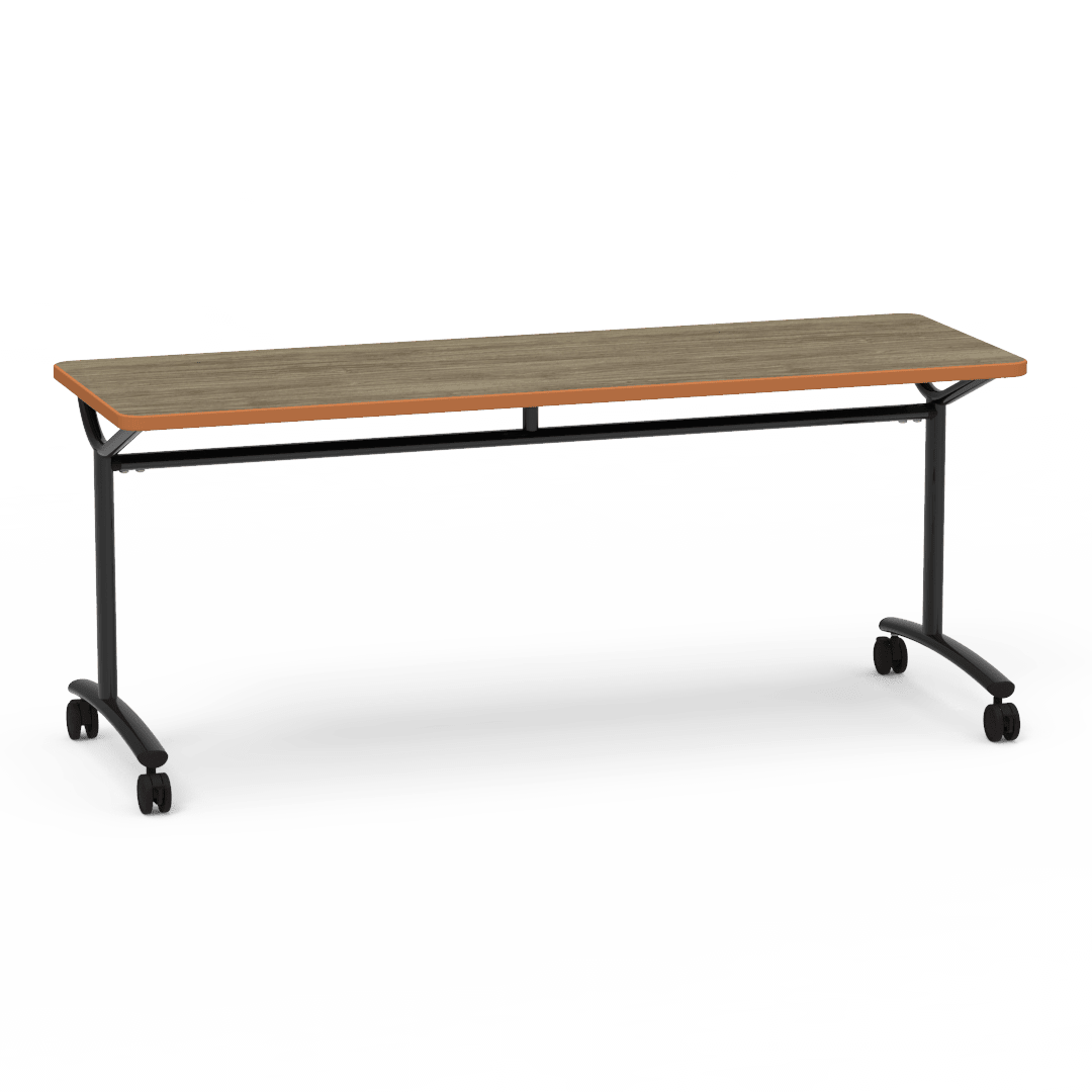 Virco TEXT Series Multi - Purpose Training Table featuring a High - Performance Laminate Top and Industrial T - Leg Base with Casters 72"W x 24"D x 30"H (TABLE - TE24728Y30C) - SchoolOutlet