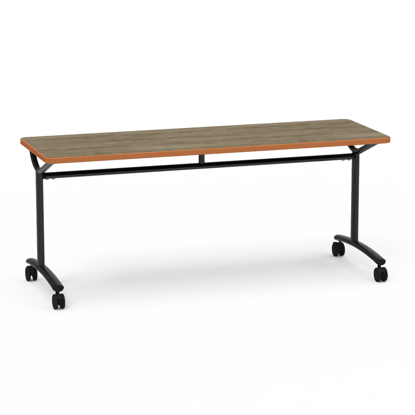Virco TEXT Series Multi - Purpose Training Table featuring a High - Performance Laminate Top and Industrial T - Leg Base with Casters 72"W x 24"D x 30"H (TABLE - TE24728Y30C) - SchoolOutlet