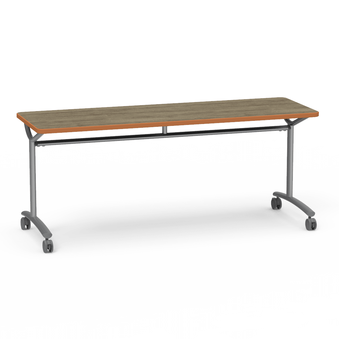 Virco TEXT Series Multi - Purpose Training Table featuring a High - Performance Laminate Top and Industrial T - Leg Base with Casters 72"W x 24"D x 30"H (TABLE - TE24728Y30C) - SchoolOutlet