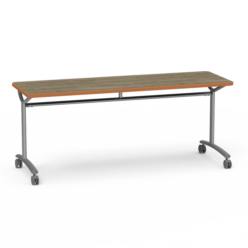 Virco TEXT Series Multi - Purpose Training Table featuring a High - Performance Laminate Top and Industrial T - Leg Base with Casters 72"W x 24"D x 30"H (TABLE - TE24728Y30C) - SchoolOutlet