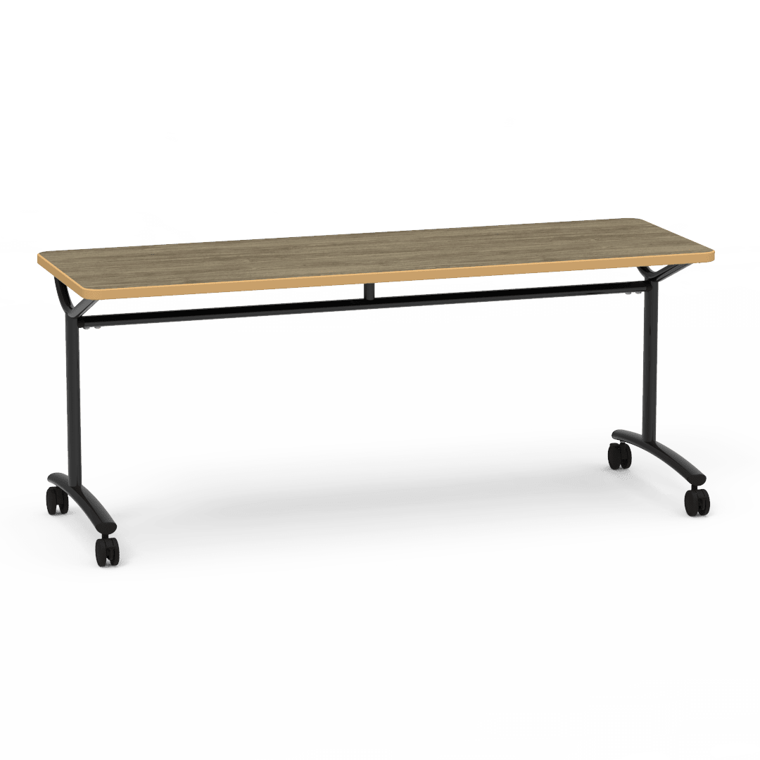 Virco TEXT Series Multi - Purpose Training Table featuring a High - Performance Laminate Top and Industrial T - Leg Base with Casters 72"W x 24"D x 30"H (TABLE - TE24728Y30C) - SchoolOutlet