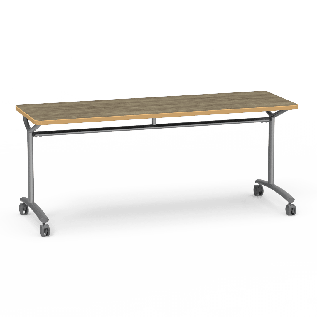 Virco TEXT Series Multi - Purpose Training Table featuring a High - Performance Laminate Top and Industrial T - Leg Base with Casters 72"W x 24"D x 30"H (TABLE - TE24728Y30C) - SchoolOutlet