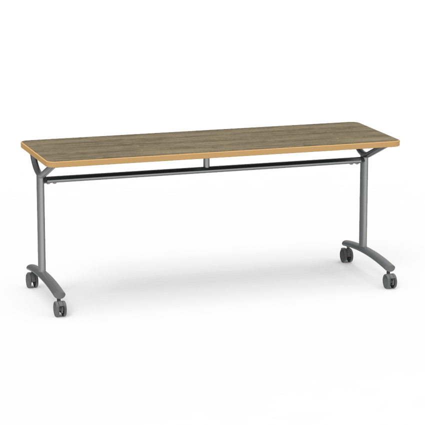 Virco TEXT Series Multi - Purpose Training Table featuring a High - Performance Laminate Top and Industrial T - Leg Base with Casters 72"W x 24"D x 30"H (TABLE - TE24728Y30C) - SchoolOutlet