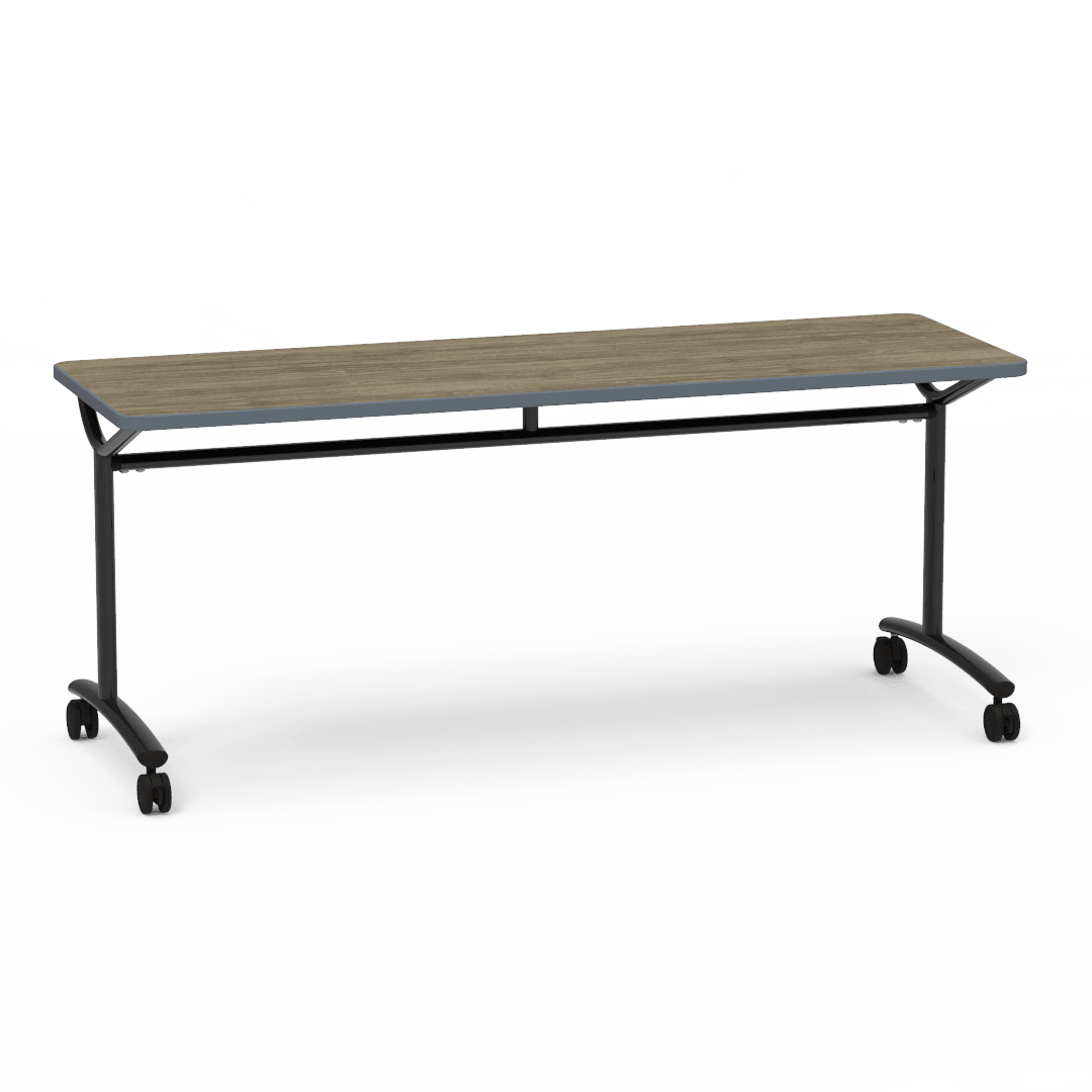 Virco TEXT Series Multi - Purpose Training Table featuring a High - Performance Laminate Top and Industrial T - Leg Base with Casters 72"W x 24"D x 30"H (TABLE - TE24728Y30C) - SchoolOutlet