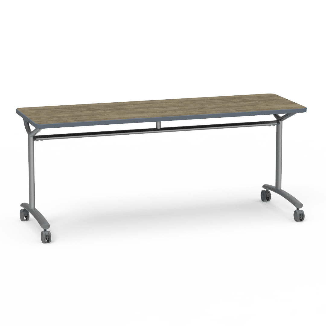 Virco TEXT Series Multi - Purpose Training Table featuring a High - Performance Laminate Top and Industrial T - Leg Base with Casters 72"W x 24"D x 30"H (TABLE - TE24728Y30C) - SchoolOutlet