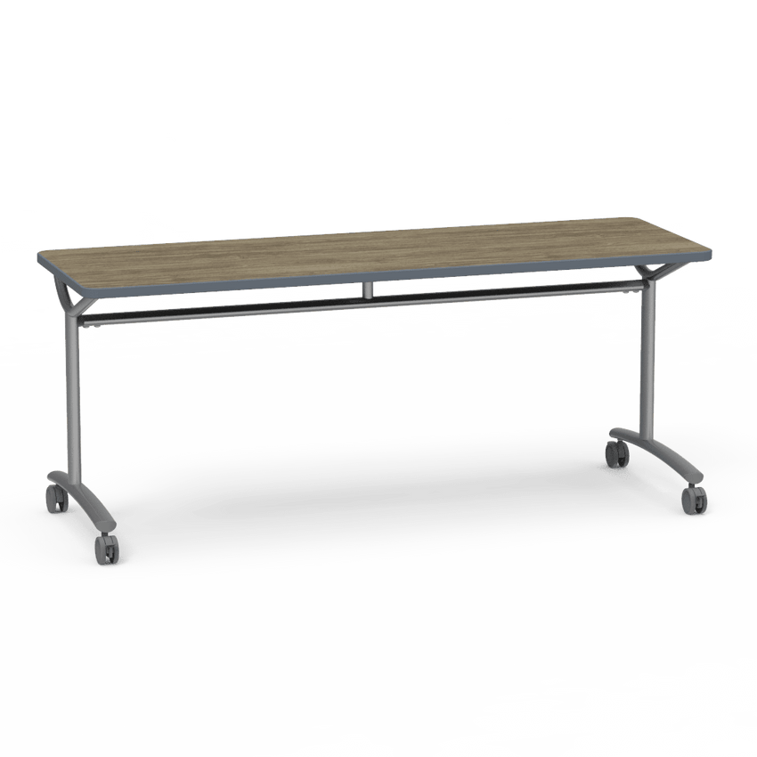 Virco TEXT Series Multi - Purpose Training Table featuring a High - Performance Laminate Top and Industrial T - Leg Base with Casters 72"W x 24"D x 30"H (TABLE - TE24728Y30C) - SchoolOutlet