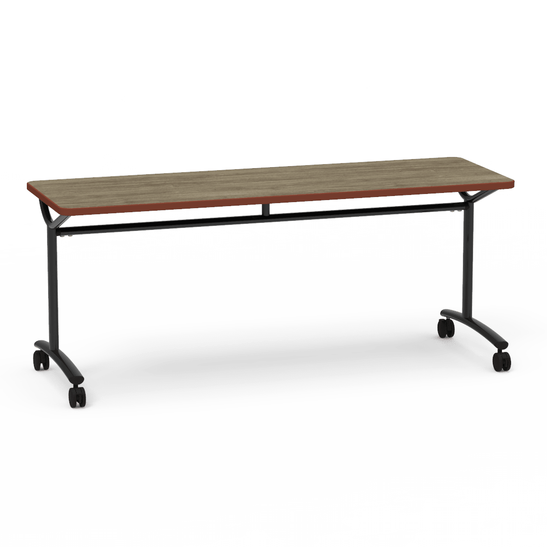 Virco TEXT Series Multi - Purpose Training Table featuring a High - Performance Laminate Top and Industrial T - Leg Base with Casters 72"W x 24"D x 30"H (TABLE - TE24728Y30C) - SchoolOutlet