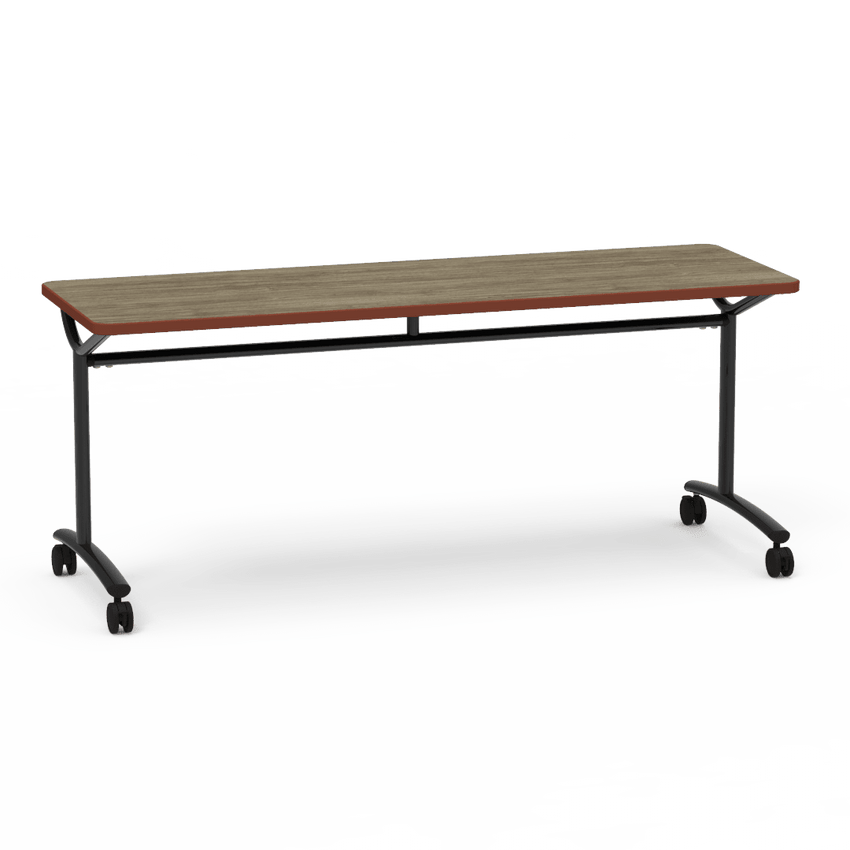 Virco TEXT Series Multi - Purpose Training Table featuring a High - Performance Laminate Top and Industrial T - Leg Base with Casters 72"W x 24"D x 30"H (TABLE - TE24728Y30C) - SchoolOutlet
