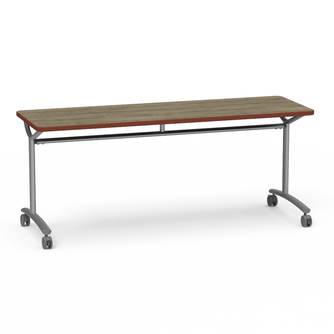 Virco TEXT Series Multi - Purpose Training Table featuring a High - Performance Laminate Top and Industrial T - Leg Base with Casters 72"W x 24"D x 30"H (TABLE - TE24728Y30C) - SchoolOutlet