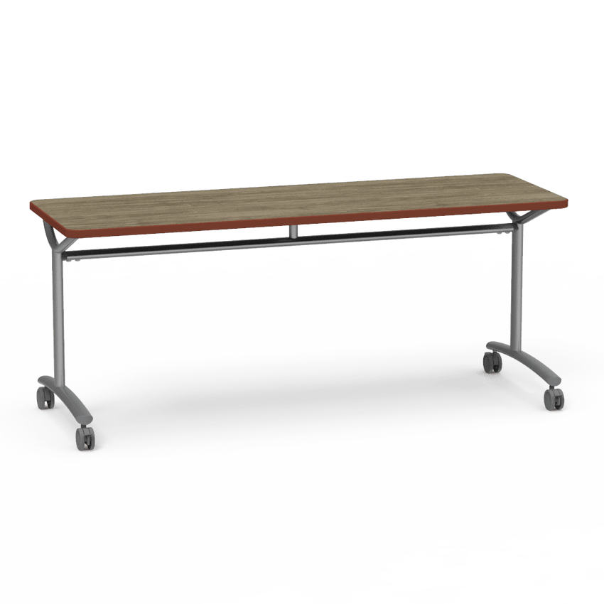 Virco TEXT Series Multi - Purpose Training Table featuring a High - Performance Laminate Top and Industrial T - Leg Base with Casters 72"W x 24"D x 30"H (TABLE - TE24728Y30C) - SchoolOutlet