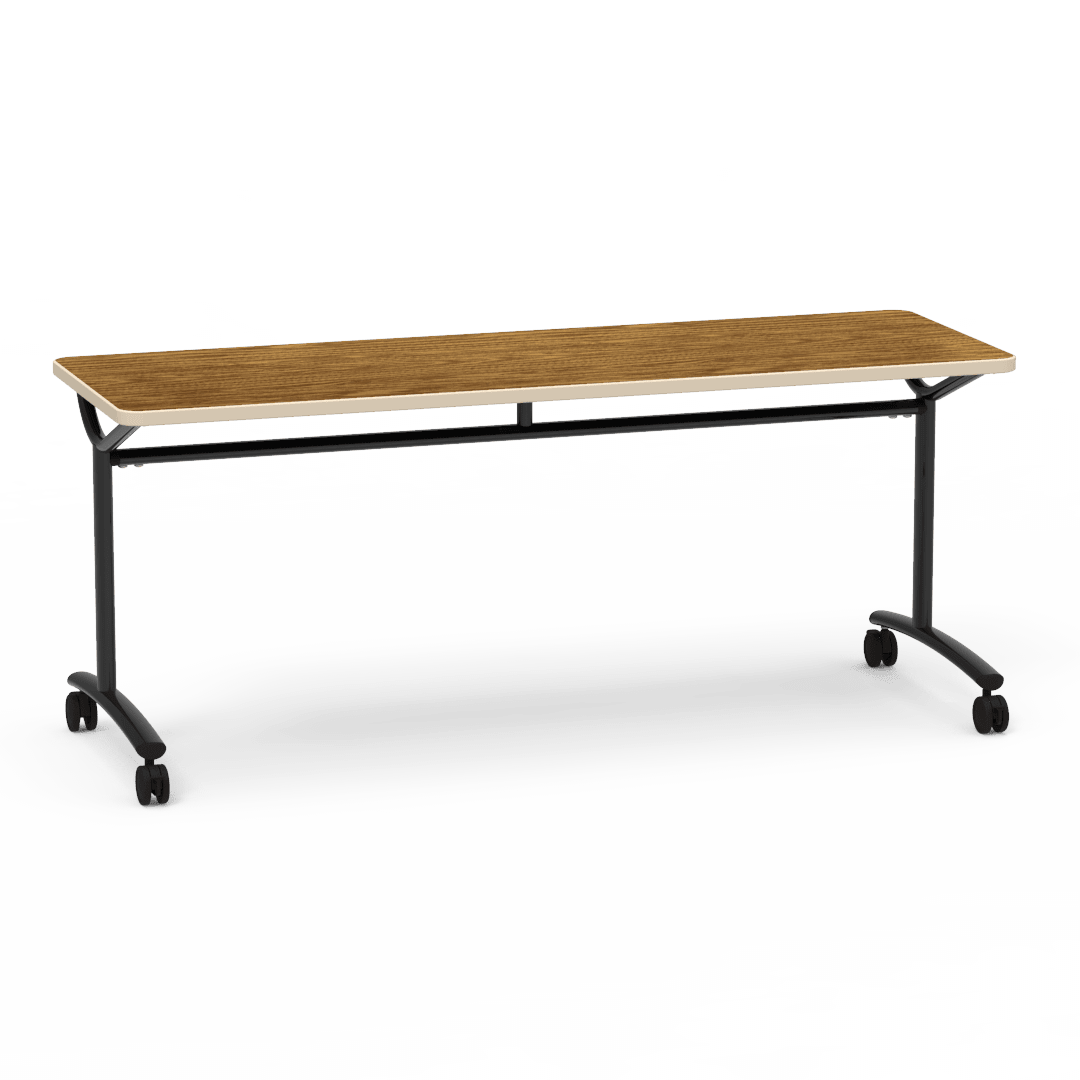 Virco TEXT Series Multi - Purpose Training Table featuring a High - Performance Laminate Top and Industrial T - Leg Base with Casters 72"W x 24"D x 30"H (TABLE - TE24728Y30C) - SchoolOutlet