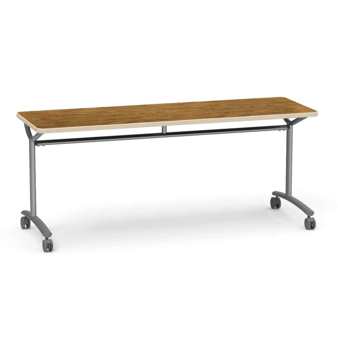Virco TEXT Series Multi - Purpose Training Table featuring a High - Performance Laminate Top and Industrial T - Leg Base with Casters 72"W x 24"D x 30"H (TABLE - TE24728Y30C) - SchoolOutlet