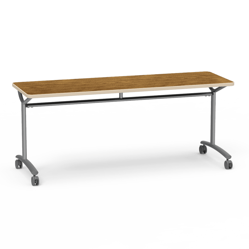 Virco TEXT Series Multi - Purpose Training Table featuring a High - Performance Laminate Top and Industrial T - Leg Base with Casters 72"W x 24"D x 30"H (TABLE - TE24728Y30C) - SchoolOutlet