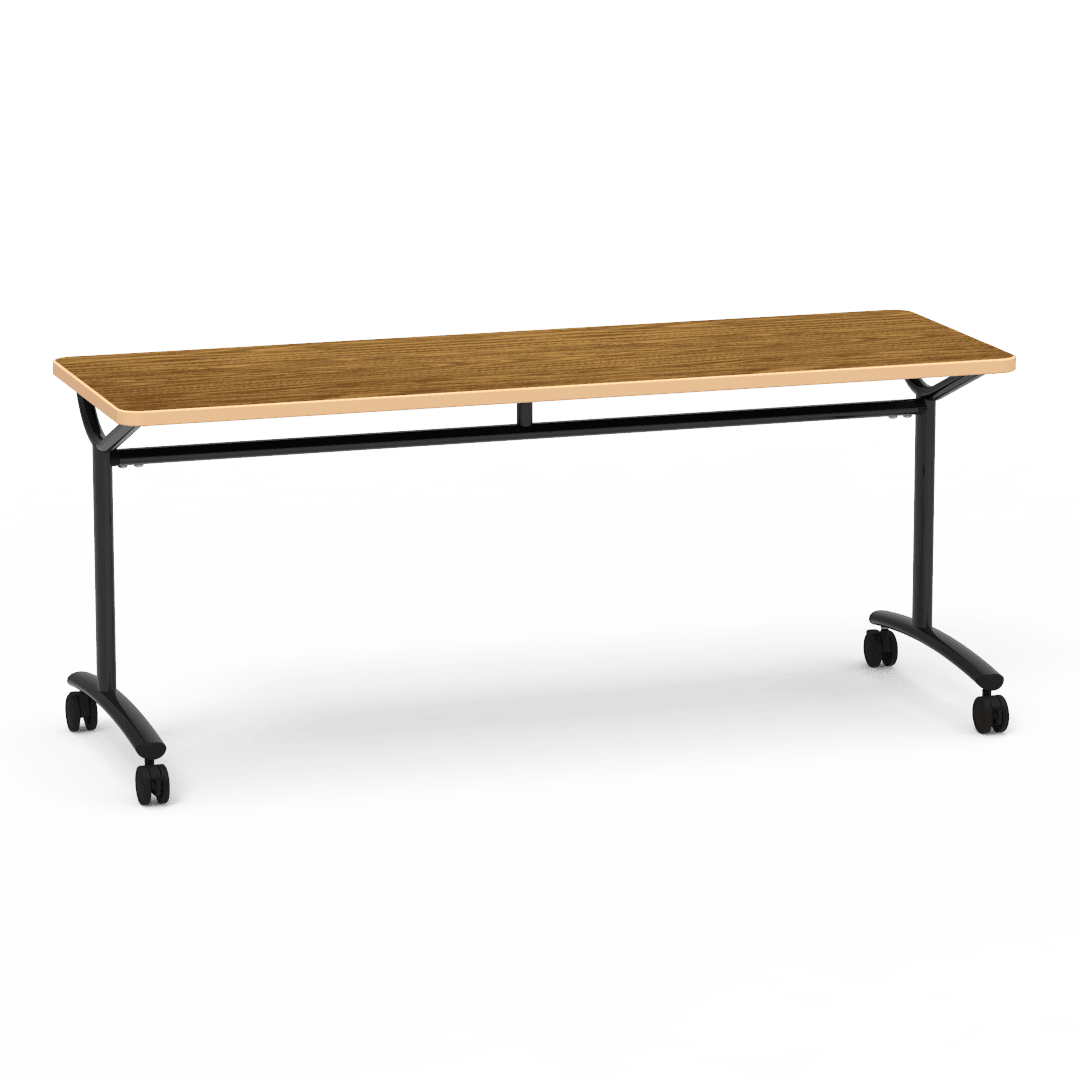 Virco TEXT Series Multi - Purpose Training Table featuring a High - Performance Laminate Top and Industrial T - Leg Base with Casters 72"W x 24"D x 30"H (TABLE - TE24728Y30C) - SchoolOutlet