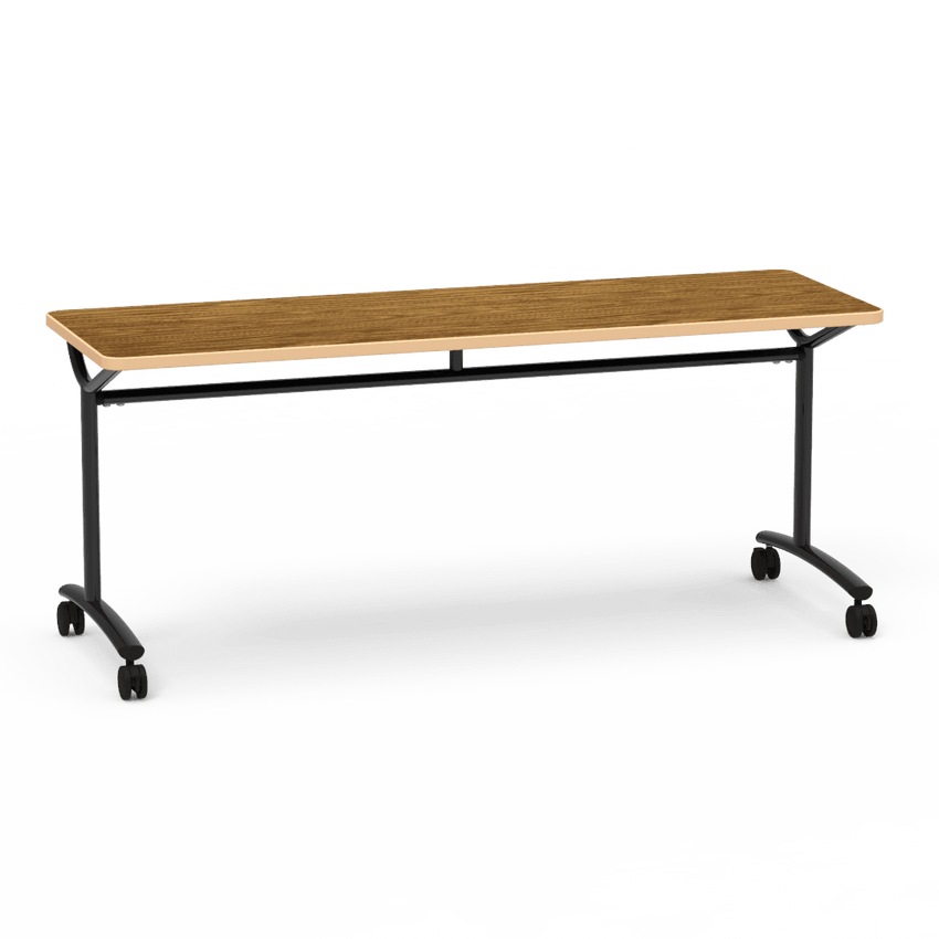 Virco TEXT Series Multi - Purpose Training Table featuring a High - Performance Laminate Top and Industrial T - Leg Base with Casters 72"W x 24"D x 30"H (TABLE - TE24728Y30C) - SchoolOutlet