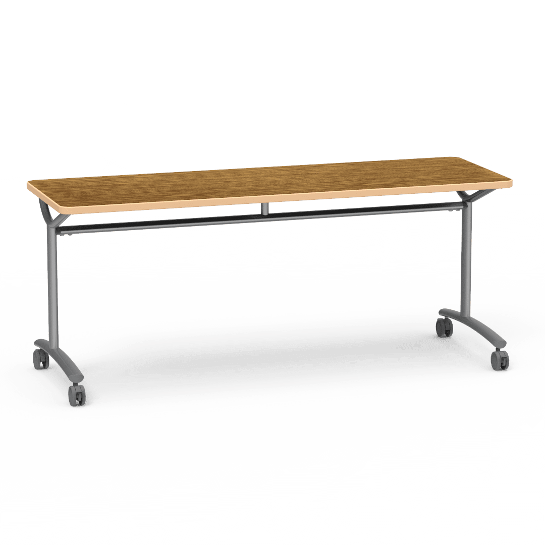 Virco TEXT Series Multi - Purpose Training Table featuring a High - Performance Laminate Top and Industrial T - Leg Base with Casters 72"W x 24"D x 30"H (TABLE - TE24728Y30C) - SchoolOutlet