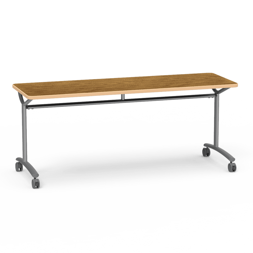Virco TEXT Series Multi - Purpose Training Table featuring a High - Performance Laminate Top and Industrial T - Leg Base with Casters 72"W x 24"D x 30"H (TABLE - TE24728Y30C) - SchoolOutlet