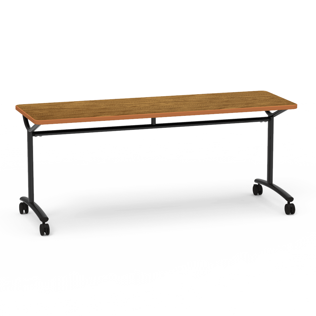 Virco TEXT Series Multi - Purpose Training Table featuring a High - Performance Laminate Top and Industrial T - Leg Base with Casters 72"W x 24"D x 30"H (TABLE - TE24728Y30C) - SchoolOutlet