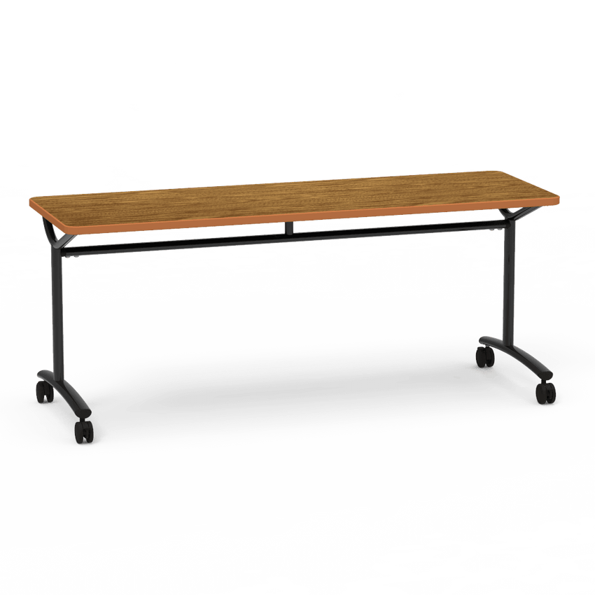 Virco TEXT Series Multi - Purpose Training Table featuring a High - Performance Laminate Top and Industrial T - Leg Base with Casters 72"W x 24"D x 30"H (TABLE - TE24728Y30C) - SchoolOutlet