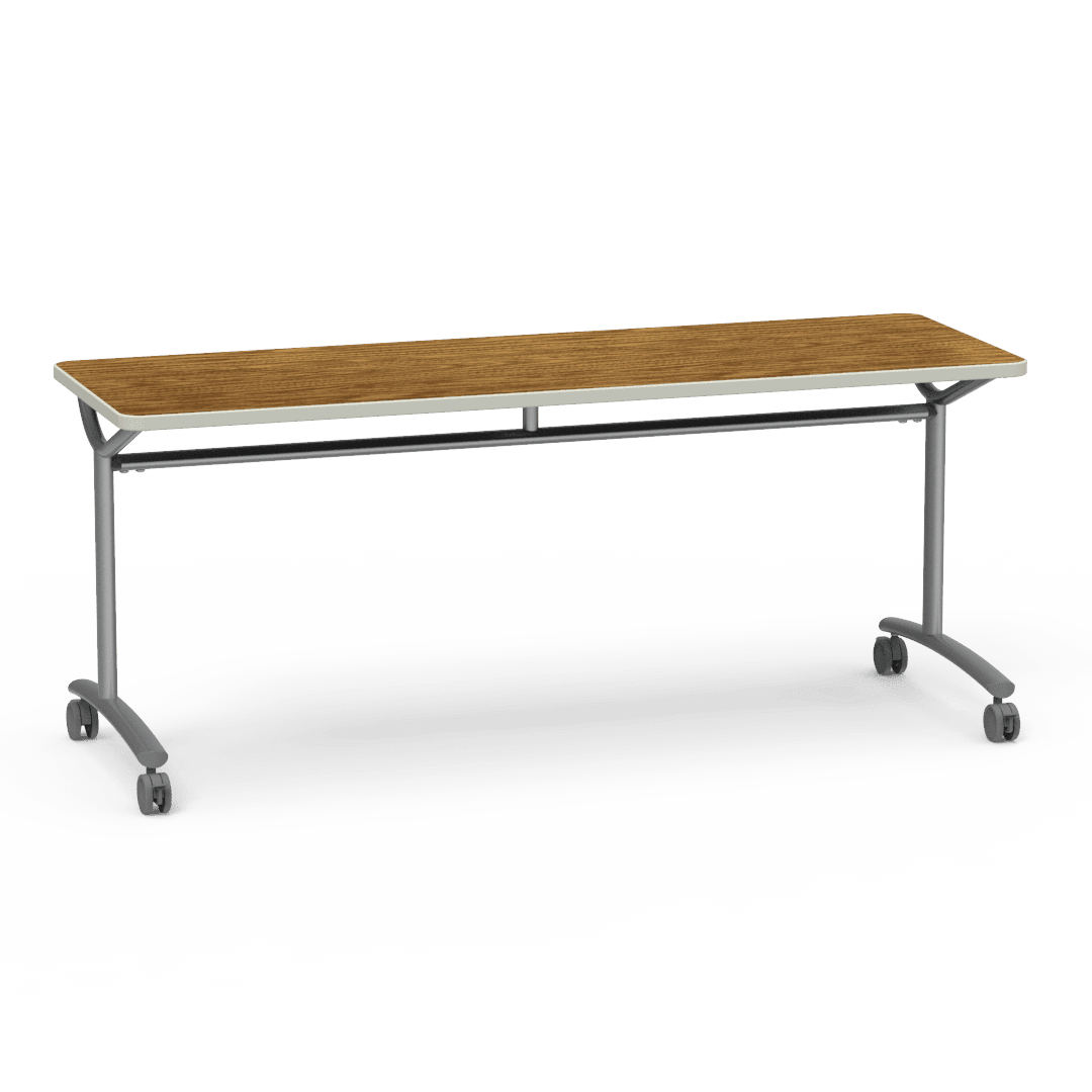 Virco TEXT Series Multi - Purpose Training Table featuring a High - Performance Laminate Top and Industrial T - Leg Base with Casters 72"W x 24"D x 30"H (TABLE - TE24728Y30C) - SchoolOutlet