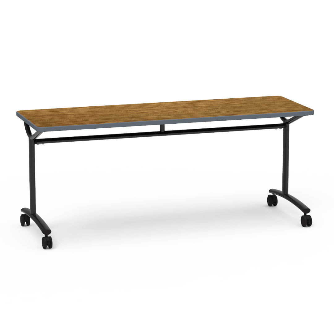 Virco TEXT Series Multi - Purpose Training Table featuring a High - Performance Laminate Top and Industrial T - Leg Base with Casters 72"W x 24"D x 30"H (TABLE - TE24728Y30C) - SchoolOutlet