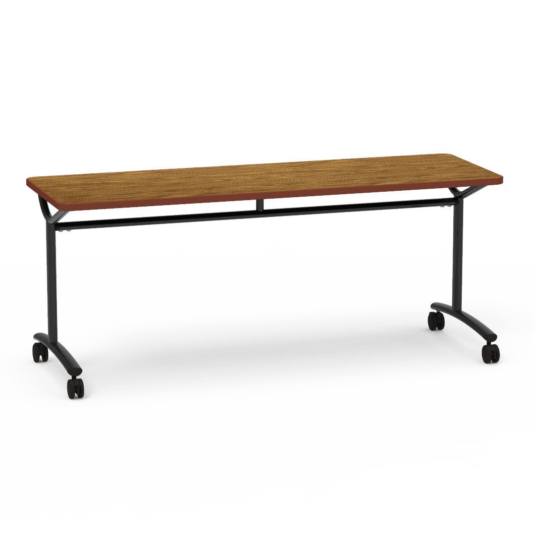 Virco TEXT Series Multi - Purpose Training Table featuring a High - Performance Laminate Top and Industrial T - Leg Base with Casters 72"W x 24"D x 30"H (TABLE - TE24728Y30C) - SchoolOutlet