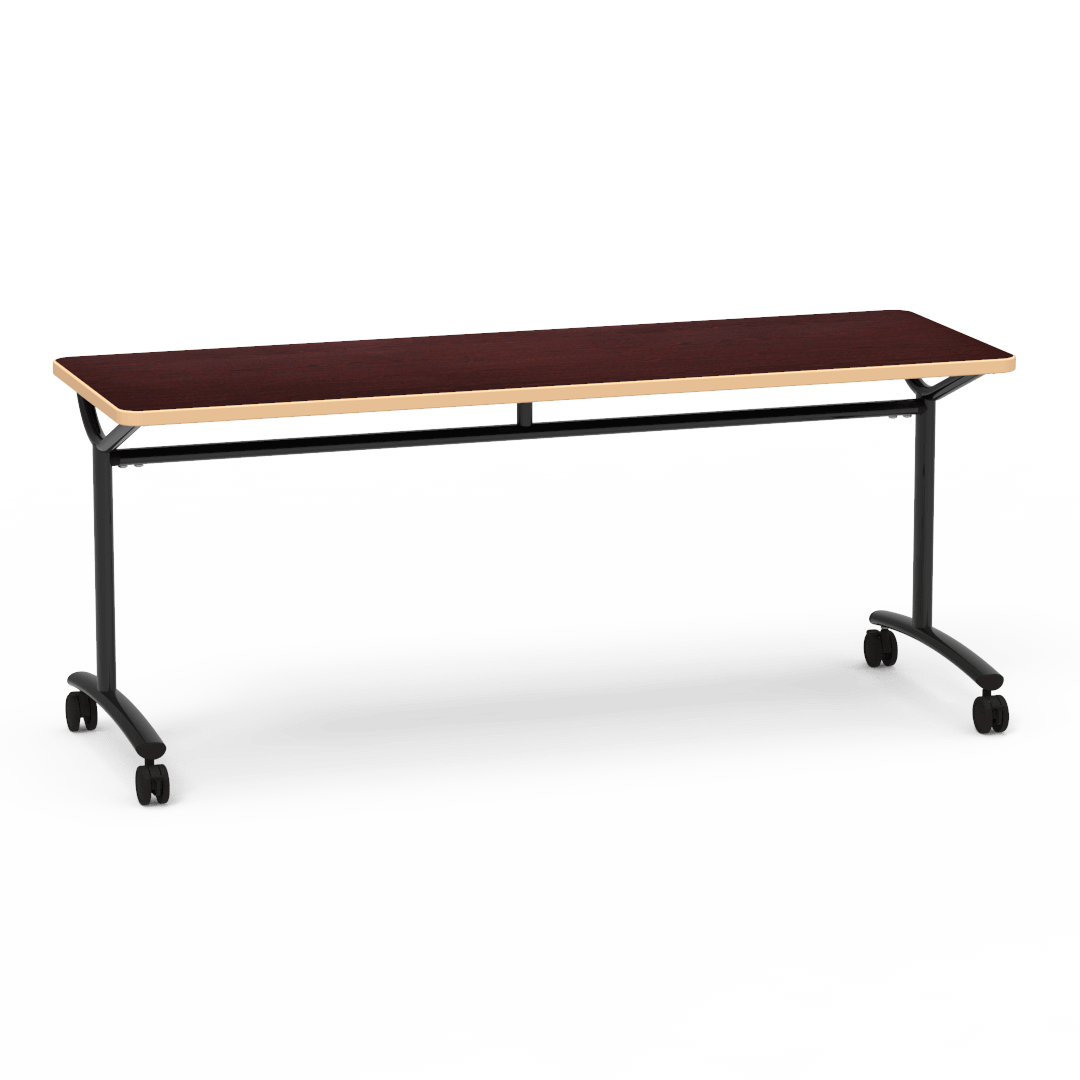 Virco TEXT Series Multi - Purpose Training Table featuring a High - Performance Laminate Top and Industrial T - Leg Base with Casters 72"W x 24"D x 30"H (TABLE - TE24728Y30C) - SchoolOutlet