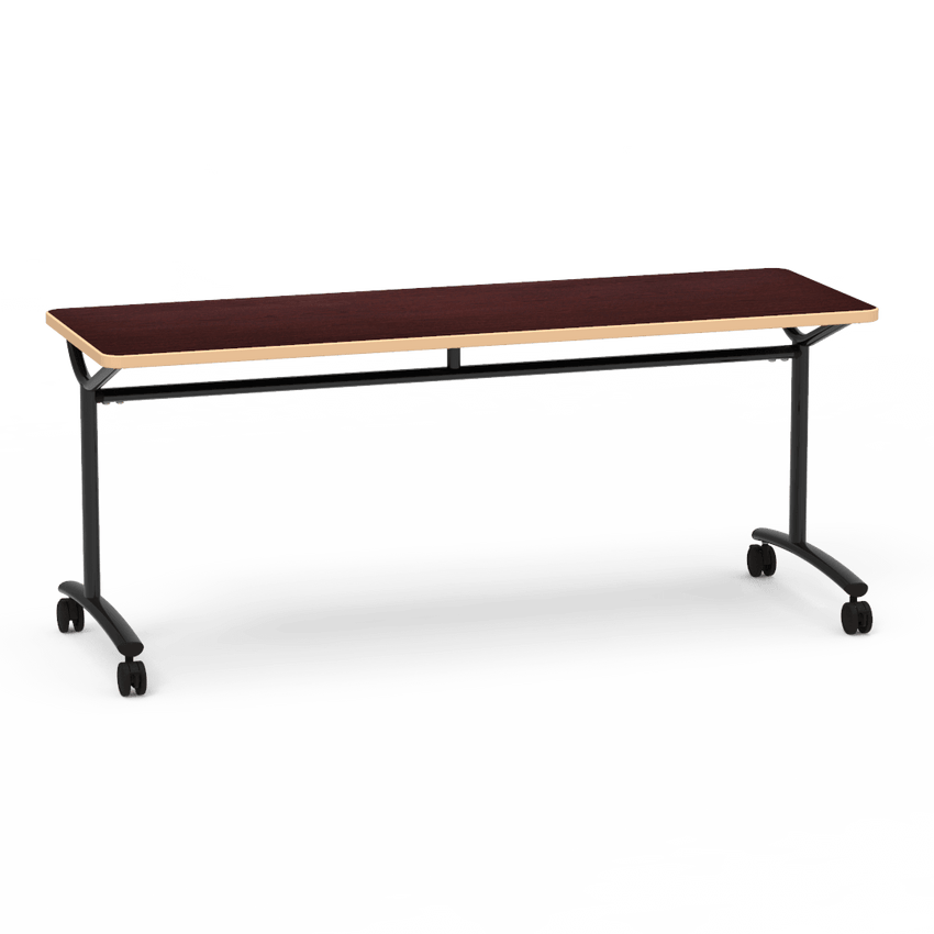 Virco TEXT Series Multi - Purpose Training Table featuring a High - Performance Laminate Top and Industrial T - Leg Base with Casters 72"W x 24"D x 30"H (TABLE - TE24728Y30C) - SchoolOutlet