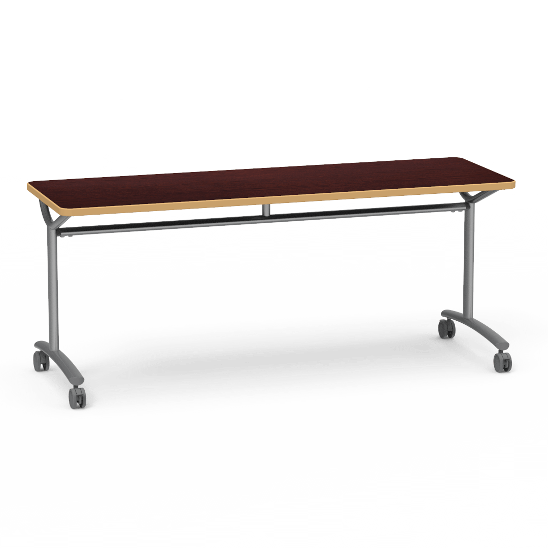 Virco TEXT Series Multi - Purpose Training Table featuring a High - Performance Laminate Top and Industrial T - Leg Base with Casters 72"W x 24"D x 30"H (TABLE - TE24728Y30C) - SchoolOutlet