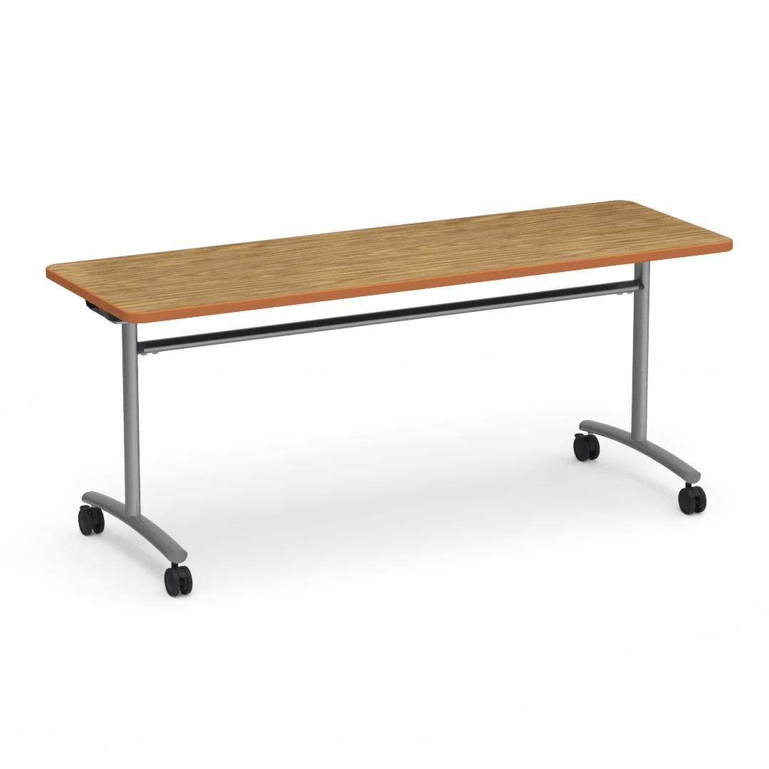 Virco TEXT Series Multi - Purpose Training Table featuring a High - Performance Laminate Top and Industrial T - Leg Base with Casters 72"W x 24"D x 30"H (TABLE - TE24728Y30C) - SchoolOutlet