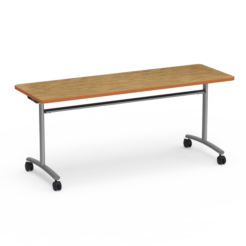 Virco TEXT Series Multi - Purpose Training Table featuring a High - Performance Laminate Top and Industrial T - Leg Base with Casters 72"W x 24"D x 30"H (TABLE - TE24728Y30C) - SchoolOutlet
