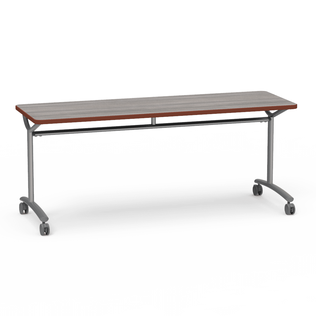 Virco TEXT Series Multi - Purpose Training Table featuring a High - Performance Laminate Top and Industrial T - Leg Base with Casters 72"W x 24"D x 30"H (TABLE - TE24728Y30C) - SchoolOutlet