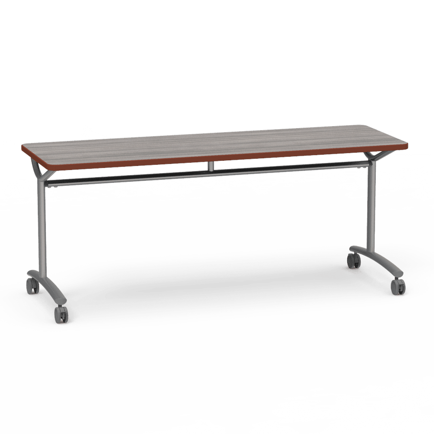 Virco TEXT Series Multi - Purpose Training Table featuring a High - Performance Laminate Top and Industrial T - Leg Base with Casters 72"W x 24"D x 30"H (TABLE - TE24728Y30C) - SchoolOutlet