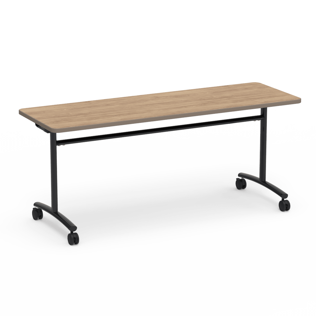 Virco TEXT Series Multi - Purpose Training Table featuring a High - Performance Laminate Top and Industrial T - Leg Base with Casters 72"W x 24"D x 30"H (TABLE - TE24728Y30C) - SchoolOutlet