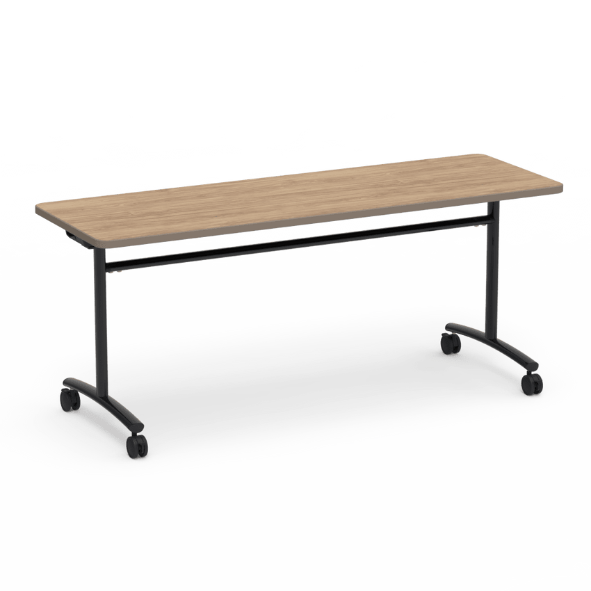 Virco TEXT Series Multi - Purpose Training Table featuring a High - Performance Laminate Top and Industrial T - Leg Base with Casters 72"W x 24"D x 30"H (TABLE - TE24728Y30C) - SchoolOutlet