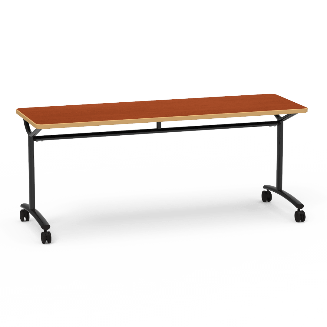 Virco TEXT Series Multi - Purpose Training Table featuring a High - Performance Laminate Top and Industrial T - Leg Base with Casters 72"W x 24"D x 30"H (TABLE - TE24728Y30C) - SchoolOutlet