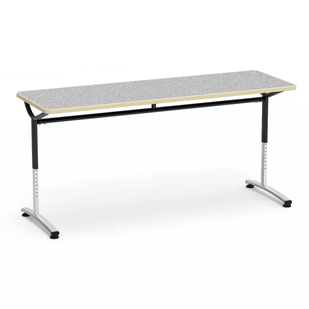 Virco TEXT Series Adjustable Height Training Table featuring Vertical Range and High - Performance Laminate Worksurface with Heavy - Gauge Steel Frame 72"W x 24"D x 26 - 34"H (TABLE - TE24728YADJ) - SchoolOutlet