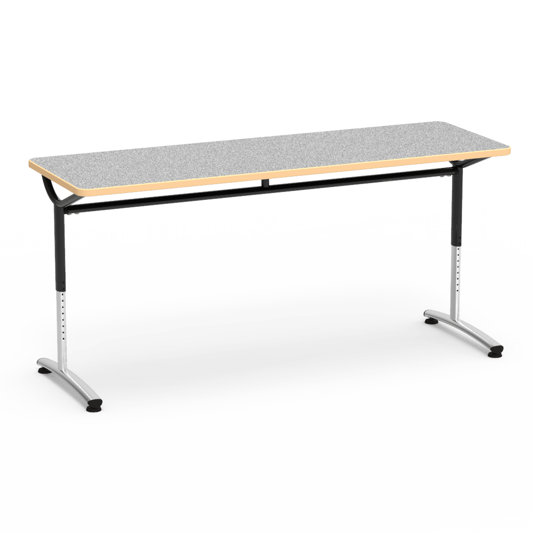 Virco TEXT Series Adjustable Height Training Table featuring Vertical Range and High - Performance Laminate Worksurface with Heavy - Gauge Steel Frame 72"W x 24"D x 26 - 34"H (TABLE - TE24728YADJ) - SchoolOutlet