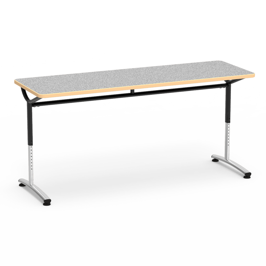 Virco TEXT Series Adjustable Height Training Table featuring Vertical Range and High - Performance Laminate Worksurface with Heavy - Gauge Steel Frame 72"W x 24"D x 26 - 34"H (TABLE - TE24728YADJ) - SchoolOutlet