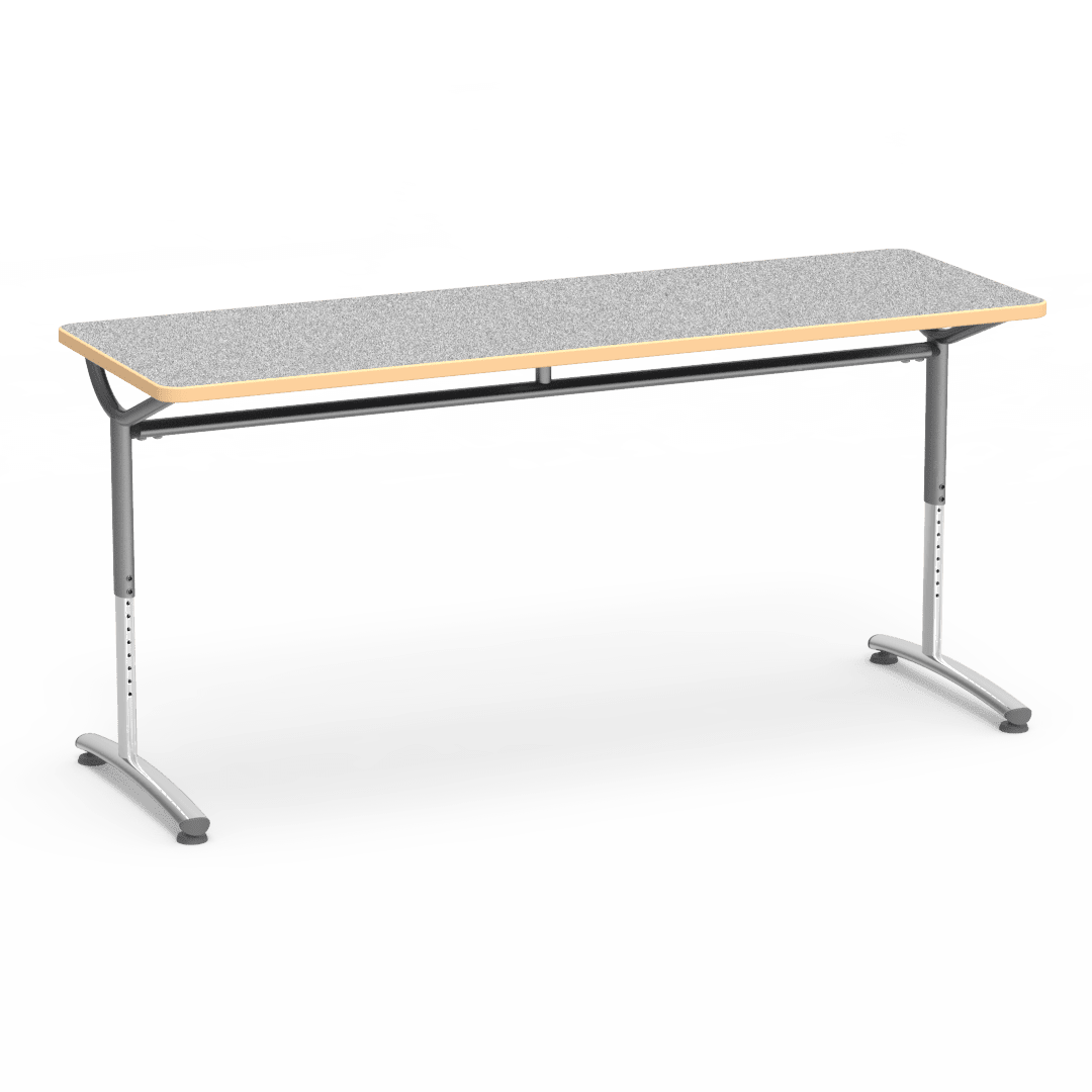 Virco TEXT Series Adjustable Height Training Table featuring Vertical Range and High - Performance Laminate Worksurface with Heavy - Gauge Steel Frame 72"W x 24"D x 26 - 34"H (TABLE - TE24728YADJ) - SchoolOutlet